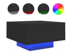 Mesa de centro con luces LED negro 55x55x31 cm
