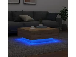 Mesa de centro con luces LED roble Sonoma 80x80x31 cm