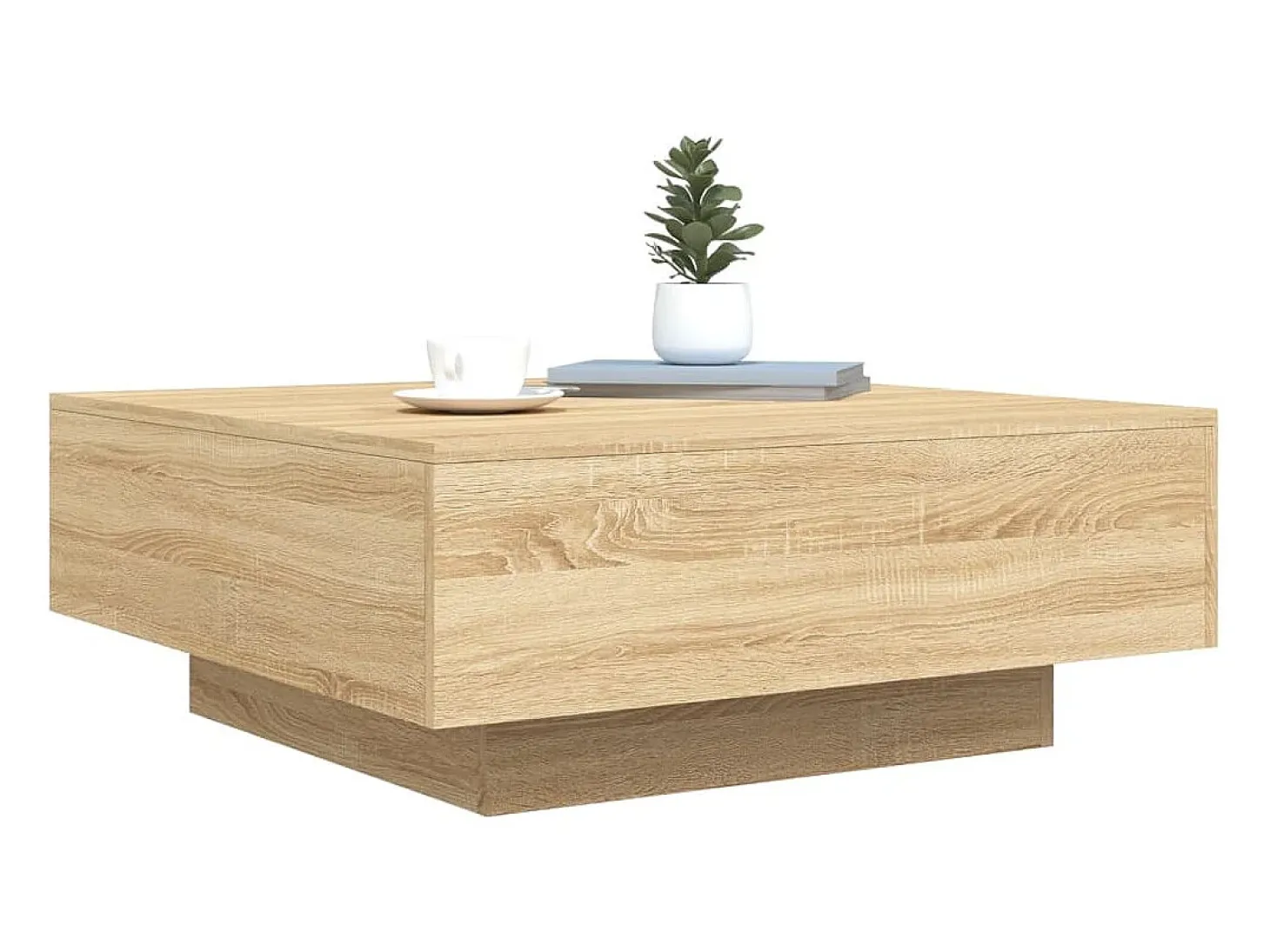 Mesa de centro con luces LED roble Sonoma 80x80x31 cm