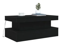 Mesa de centro con luces LED roble negro 90x50x40 cm