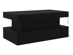 Mesa de centro con luces LED roble negro 90x50x40 cm