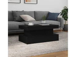 Mesa de centro con luces LED roble negro 90x50x40 cm