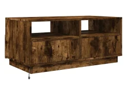 Mesa de centro con luces LED roble ahumado 90x49x40 cm