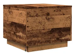 Mesa de centro con luces LED madera envejecida 50x50x40 cm