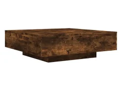 Mesa de centro con luces LED roble ahumado 100x100x31 cm