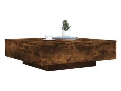 Mesa de centro con luces LED roble ahumado 100x100x31 cm