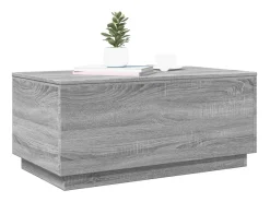 Mesa de centro con luces LED gris Sonoma 90x50x40 cm