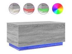Mesa de centro con luces LED gris Sonoma 90x50x40 cm