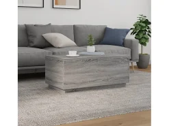 Mesa de centro con luces LED gris Sonoma 90x50x40 cm