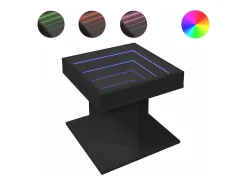 Mesa de centro con luz LED madera ingeniería negra 50x50x45 cm