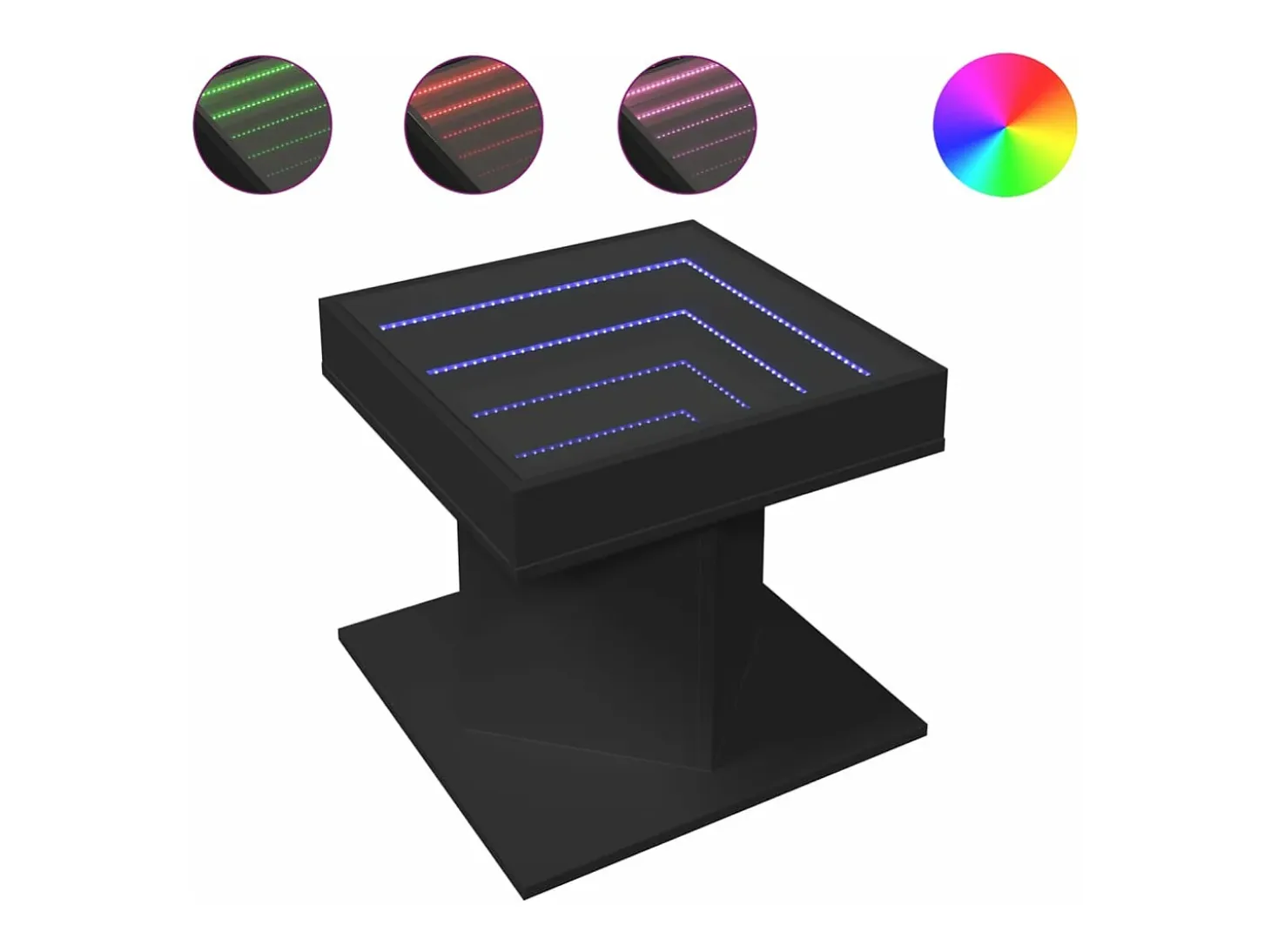 Mesa de centro con luz LED madera ingeniería negra 50x50x45 cm