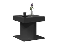 Mesa de centro con luz LED madera ingeniería negra 50x50x45 cm