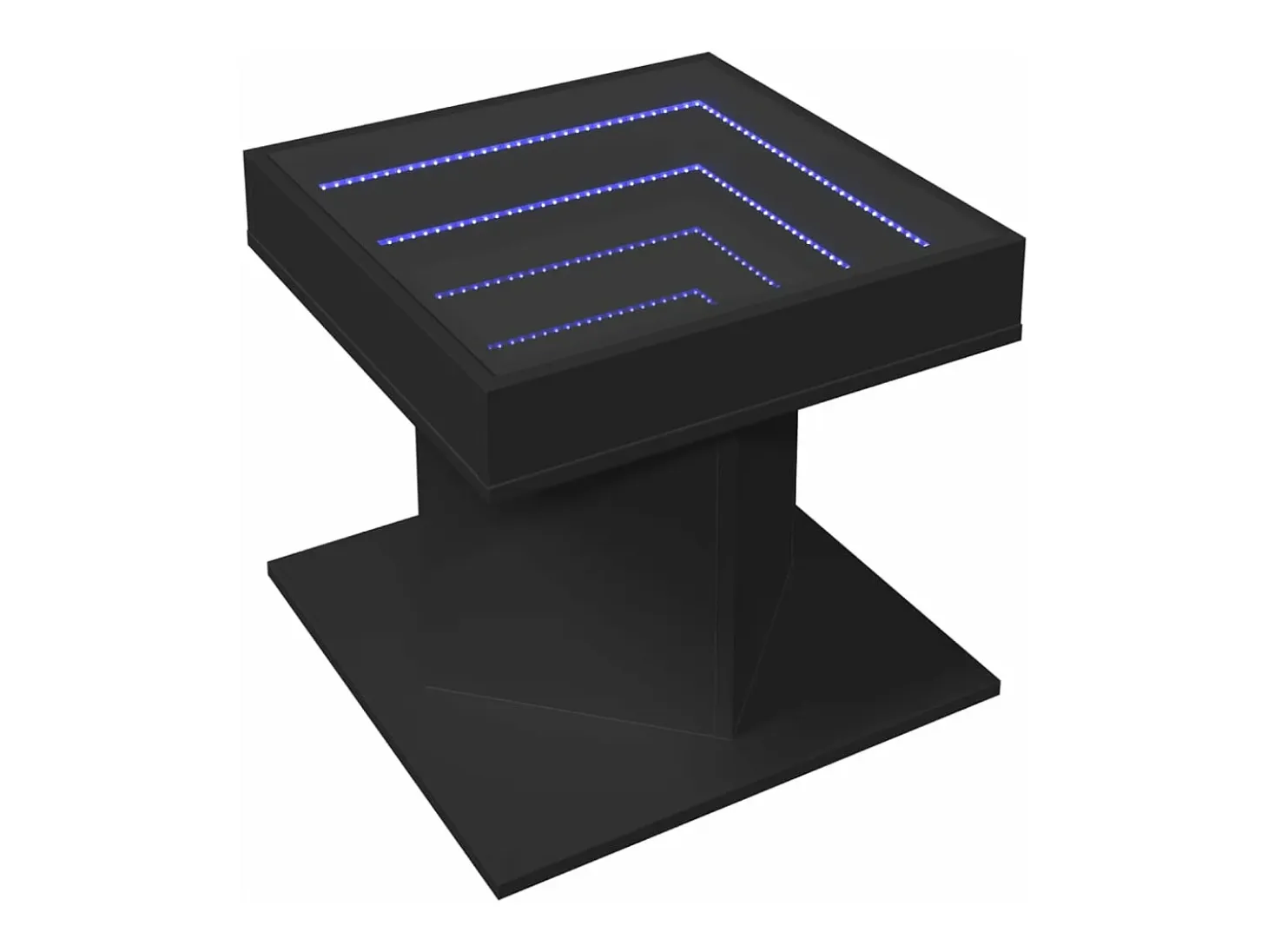 Mesa de centro con luz LED madera ingeniería negra 50x50x45 cm