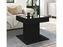 Mesa de centro con luz LED madera ingeniería negra 50x50x45 cm