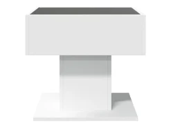 Mesa de centro con luz LED madera ingeniería blanca 50x50x45 cm