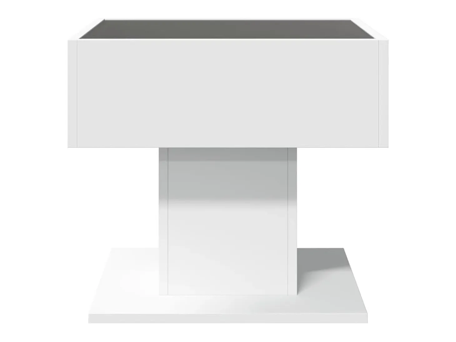 Mesa de centro con luz LED madera ingeniería blanca 50x50x45 cm