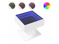 Mesa de centro con luz LED madera ingeniería blanca 50x50x45 cm