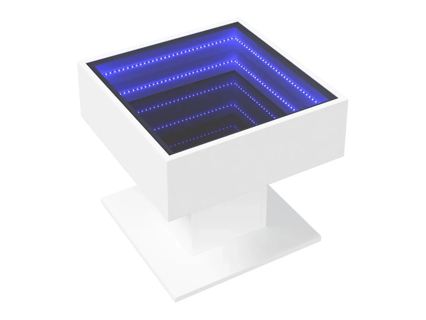 Mesa de centro con luz LED madera ingeniería blanca 50x50x45 cm