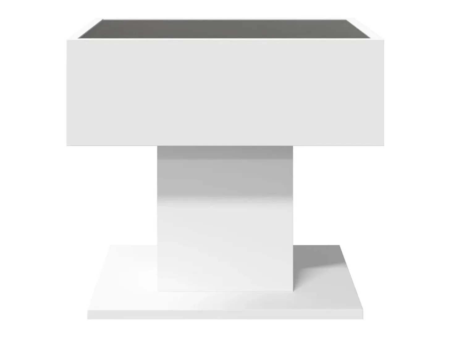 Mesa de centro con luz LED madera ingeniería blanca 50x50x45 cm