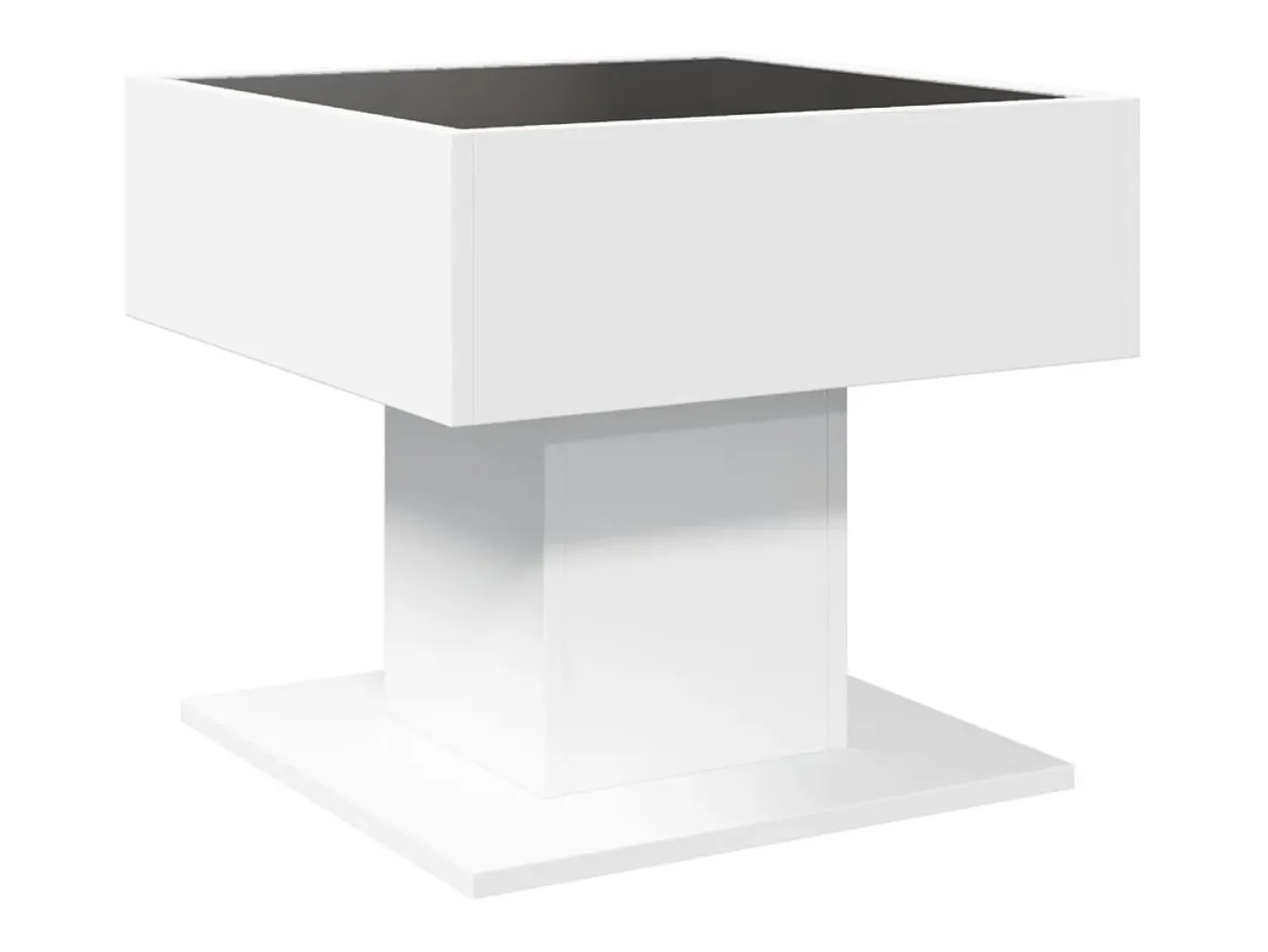 Mesa de centro con luz LED madera ingeniería blanca 50x50x45 cm