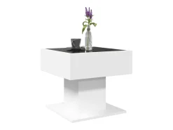 Mesa de centro con luz LED madera ingeniería blanca 50x50x45 cm