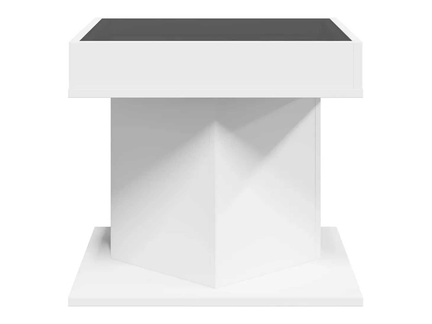 Mesa de centro con luz LED madera ingeniería blanca 50x50x45 cm