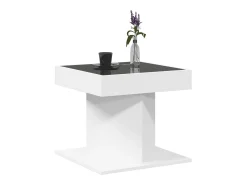 Mesa de centro con luz LED madera ingeniería blanca 50x50x45 cm