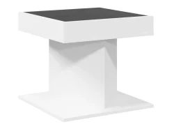 Mesa de centro con luz LED madera ingeniería blanca 50x50x45 cm