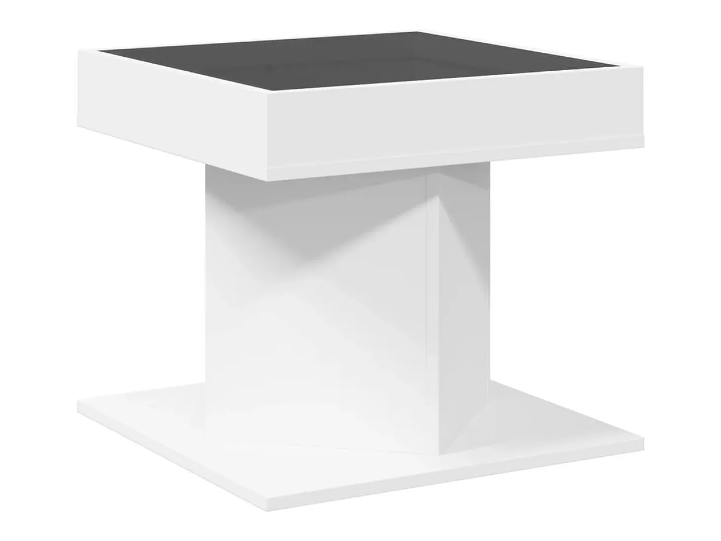 Mesa de centro con luz LED madera ingeniería blanca 50x50x45 cm