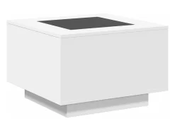 Mesa de centro con luz LED madera ingeniería blanca 60x60x40 cm