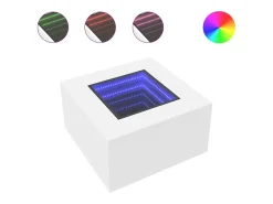 Mesa de centro con luz LED madera ingeniería blanca 60x60x40 cm