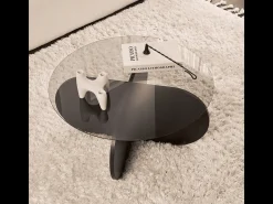 Mesa de centro con patas cruzadas y tablero de vidrio templado Ø75 cm - AERIS