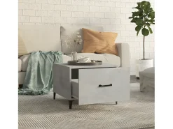 Mesa de centro con patas de metal gris hormigón 50x50x40 cm ES58738