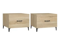 Mesa de centro con patas de metal 2 uds roble Sonoma 50x50x40cm ES23512