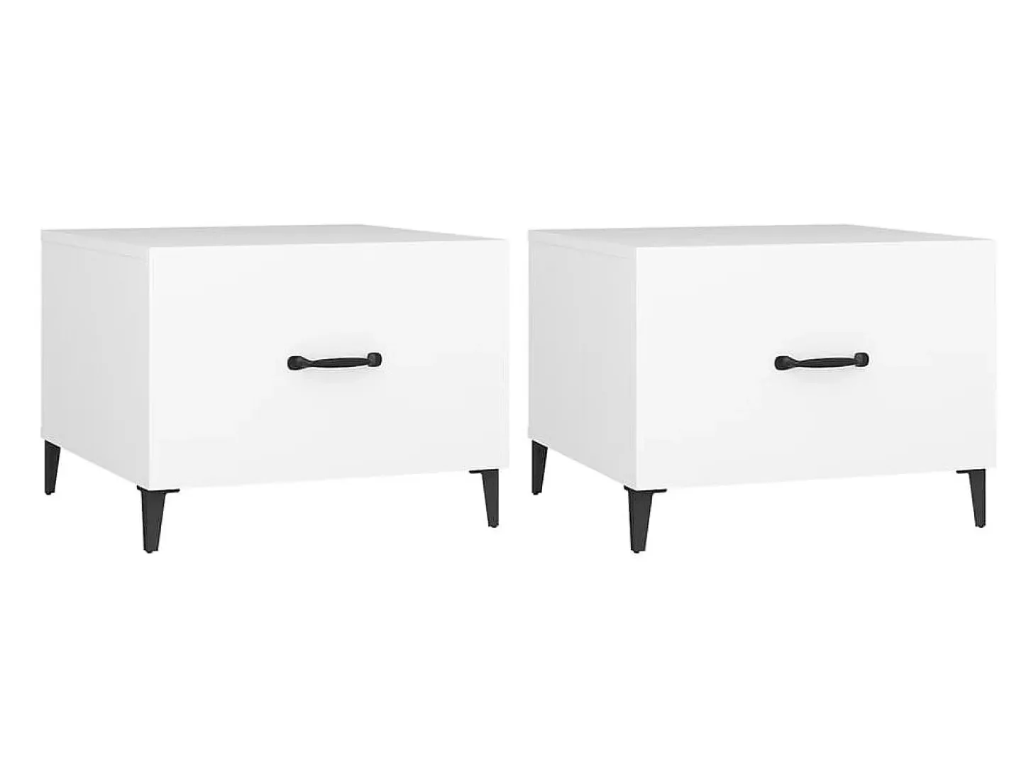 Mesa de centro con patas de metal 2 unidades blanco 50x50x40 cm ES45036