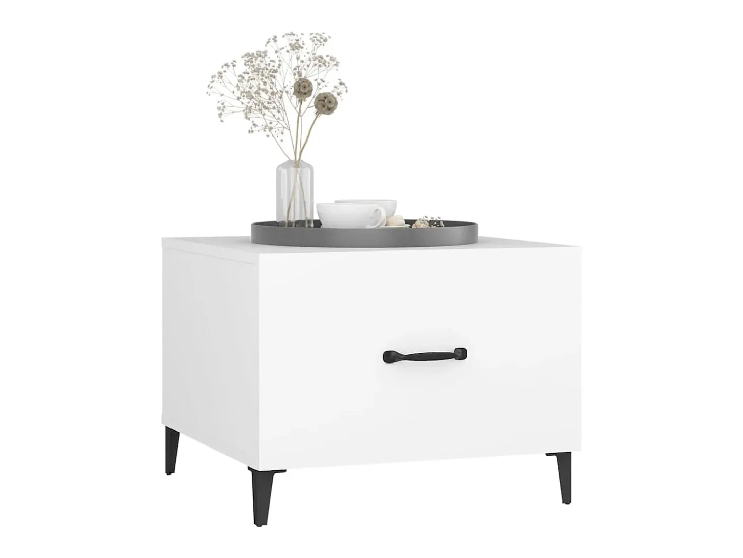 Mesa de centro con patas de metal 2 unidades blanco 50x50x40 cm ES45036