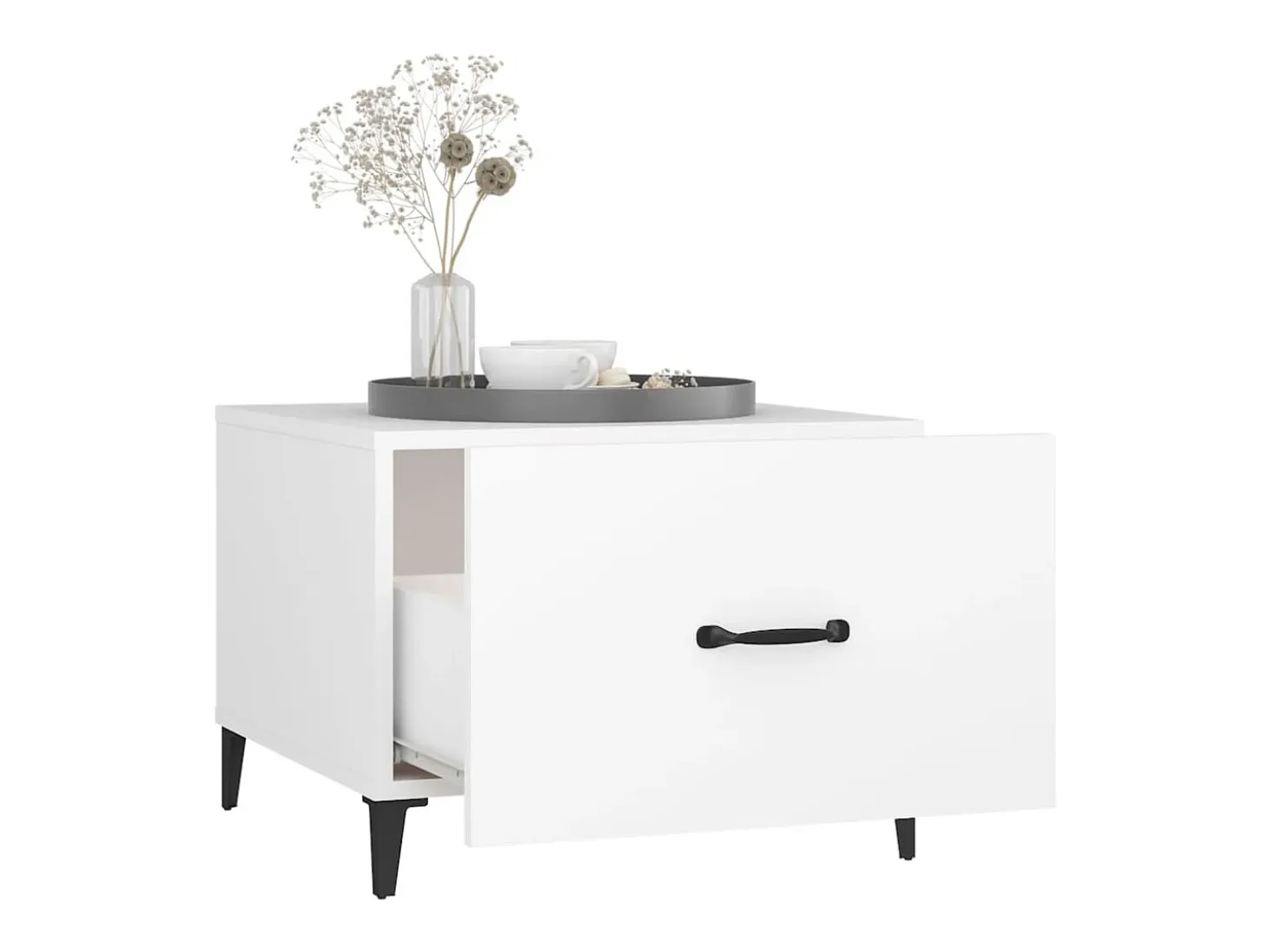 Mesa de centro con patas de metal 2 unidades blanco 50x50x40 cm ES45036