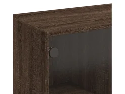 Mesa de centro con puertas de vidrio marrón roble 102x50x42 cm
