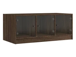 Mesa de centro con puertas de vidrio marrón roble 102x50x42 cm
