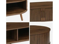 Mesa de centro con puertas correderas y efecto madera nogal