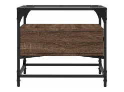 Mesa de centro con puertas de vidrio marrón roble 50x50x45 cm