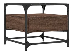Mesa de centro con puertas de vidrio marrón roble 50x50x45 cm