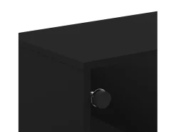 Mesa de centro con puertas de vidrio negra 68,5x50x50 cm