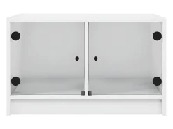 Mesa de centro con puertas de vidrio blanca 68x50x42 cm