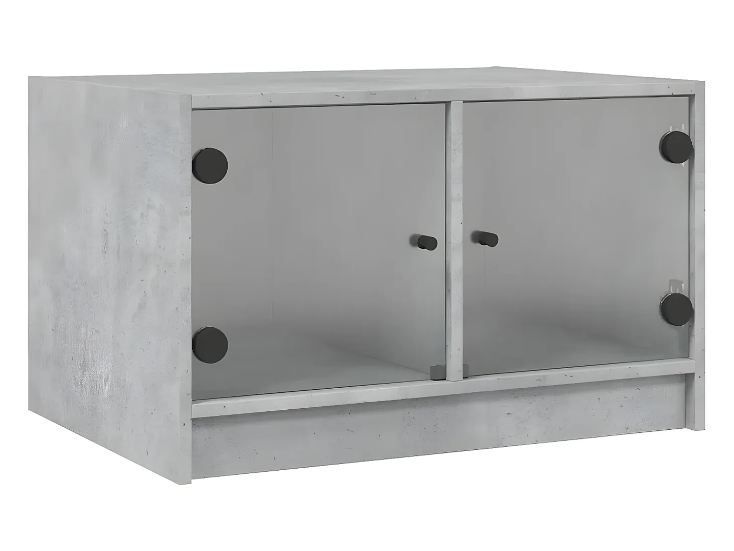 Mesa de centro con puertas de vidrio grs hormigón 68x50x42 cm