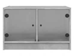 Mesa de centro con puertas de vidrio grs hormigón 68x50x42 cm