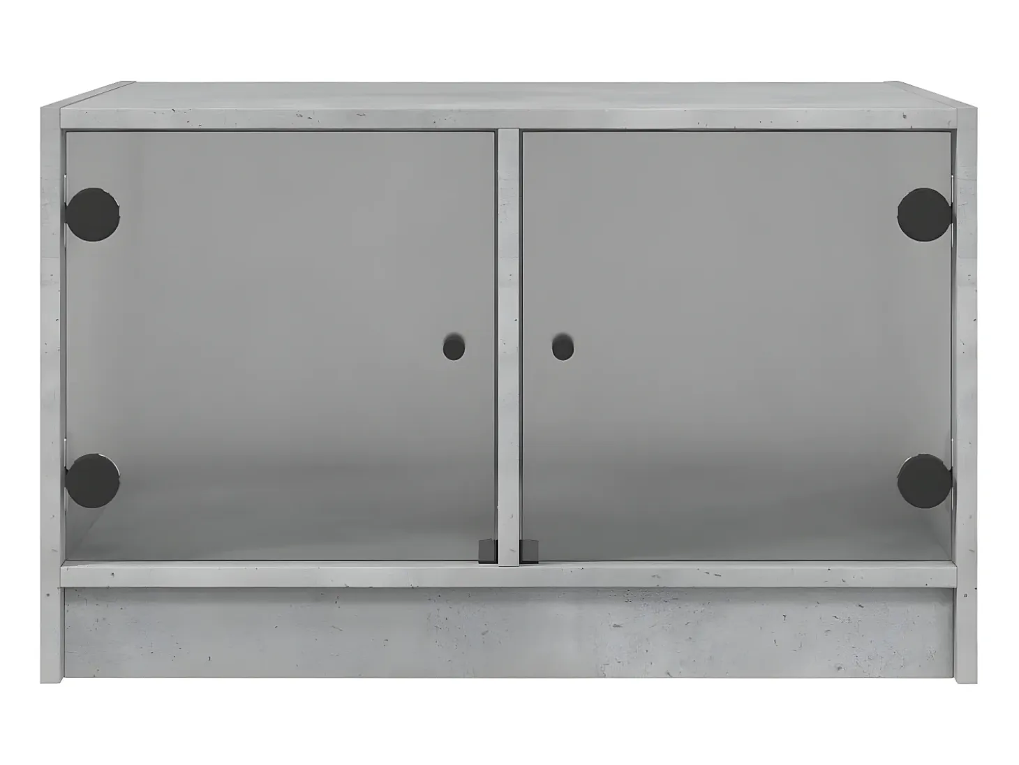 Mesa de centro con puertas de vidrio grs hormigón 68x50x42 cm