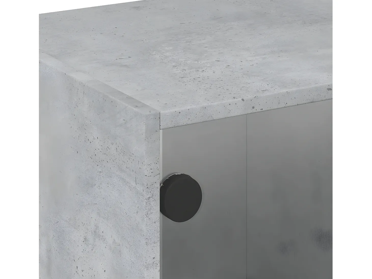 Mesa de centro con puertas de vidrio grs hormigón 68x50x42 cm