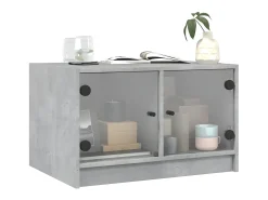 Mesa de centro con puertas de vidrio grs hormigón 68x50x42 cm