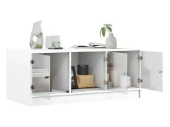 Mesa de centro con puertas de vidrio blanca 102x50x42 cm